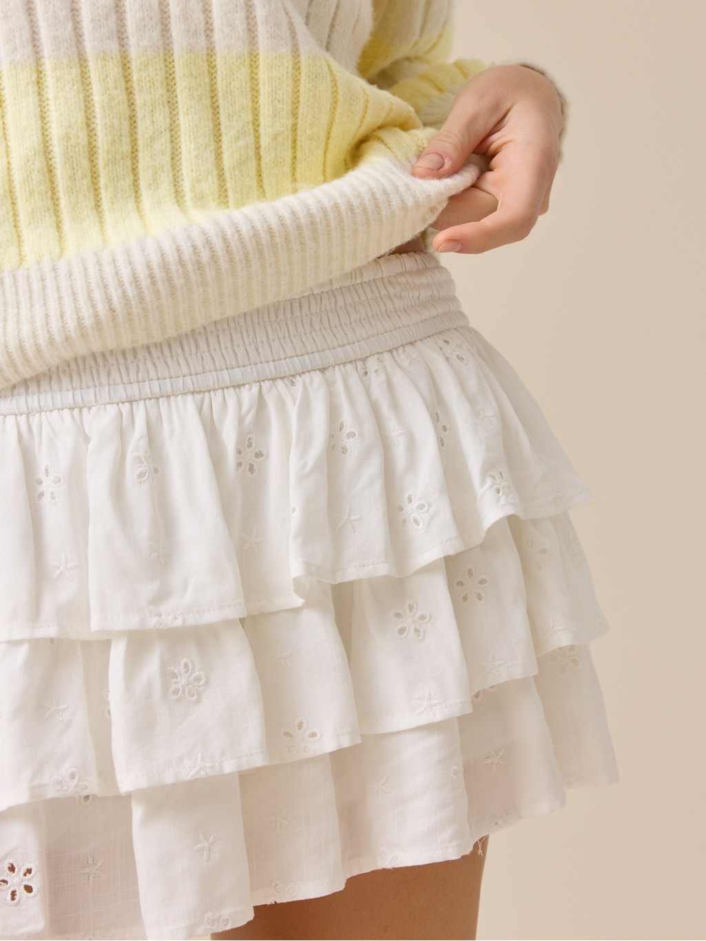 Tiered White Eyelet Genesis Floral Skort